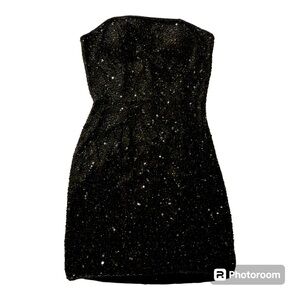Black sequin cocktail dress
